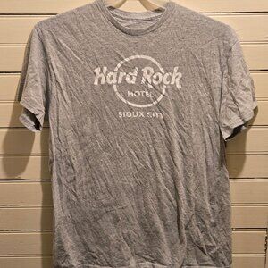 Hard Rock Hotel Shirt Mens L Gray Sioux City Short Sleeve Logo Tee Graphic